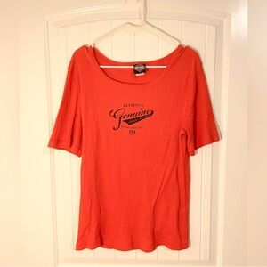 Harley Davidson Eureka 100% Cotton Orange Ribbed 3/4 Sleeve Shirt Size XXL